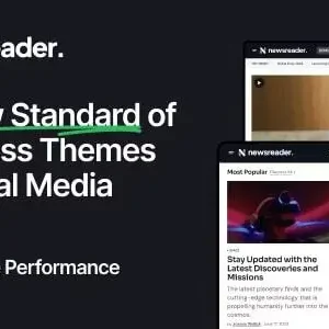 "Newsreader Theme GPL v1.0.9 Responsive WordPress Theme for Digital Media Websites"